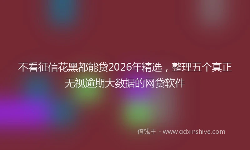 不看征信花黑都能贷2026年精选，整理五个真正无视逾期大数据的网贷软件