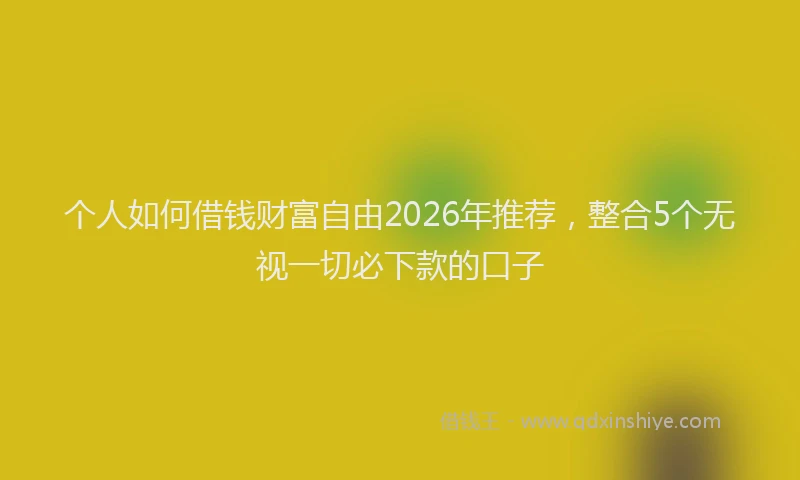 个人如何借钱财富自由2026年推荐,整合5个无视一切必下款的口子