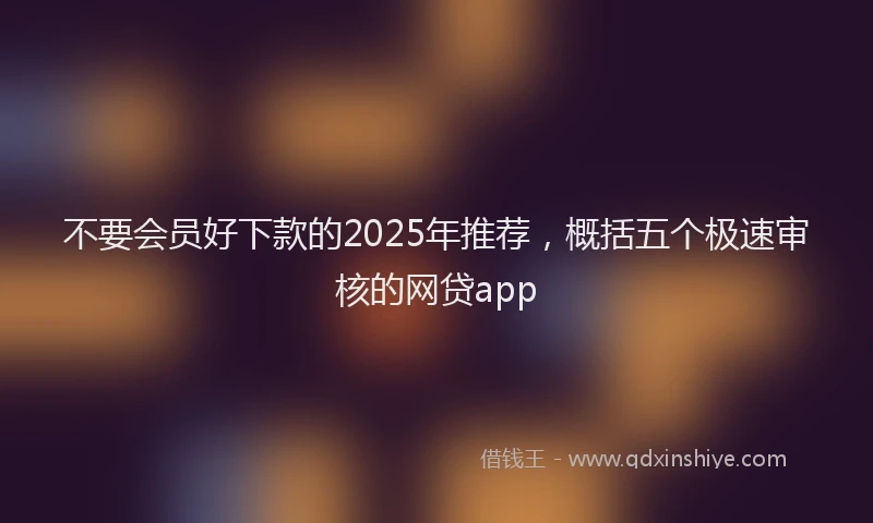不要会员好下款的2025年推荐，概括五个极速审核的网贷app