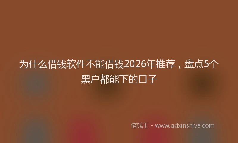 为什么借钱软件不能借钱2026年推荐，盘点5个黑户都能下的口子