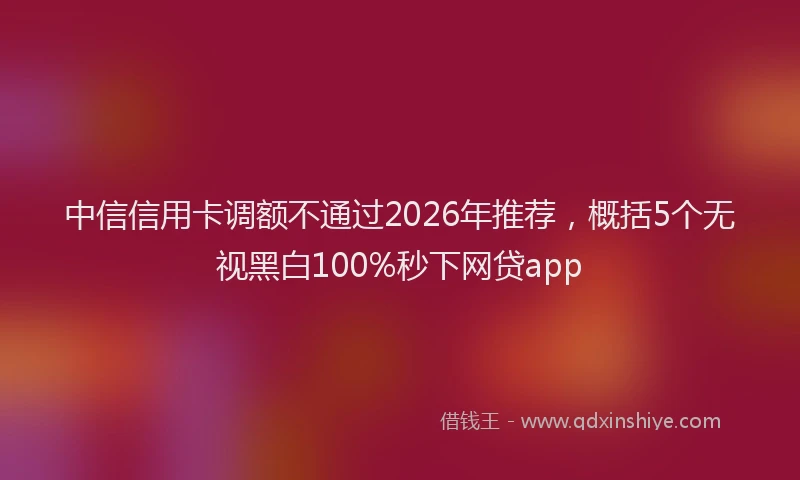 中信信用卡调额不通过2026年推荐,概括5个无视黑白100%秒下网贷app