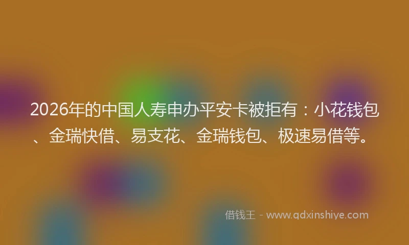 2026年的中国人寿申办平安卡被拒有：小花钱包、金瑞快借、易支花、金瑞钱包、极速易借等。