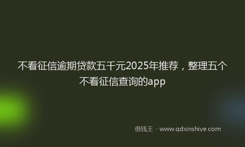 不看征信逾期贷款五千元2025年推荐，整理五个不看征信查询的app