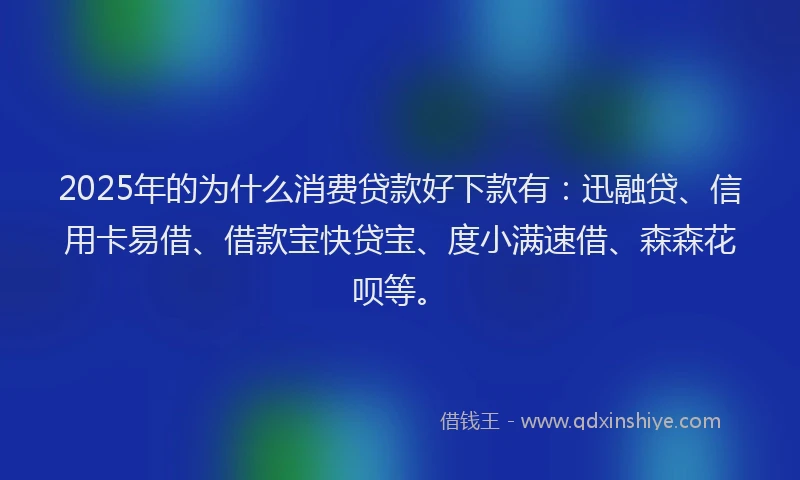 2025年的为什么消费贷款好下款有：迅融贷、信用卡易借、借款宝快贷宝、度小满速借、森森花呗等。