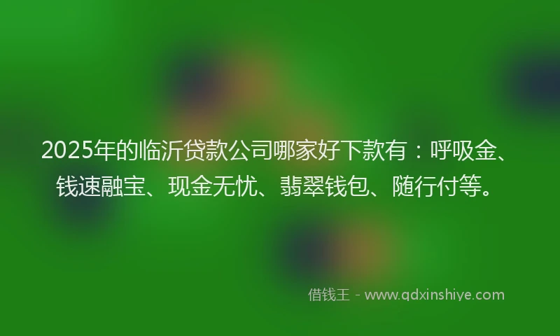 2025年的临沂贷款公司哪家好下款有:呼吸金、钱速融宝、现金无忧、翡翠钱包、随行付等。