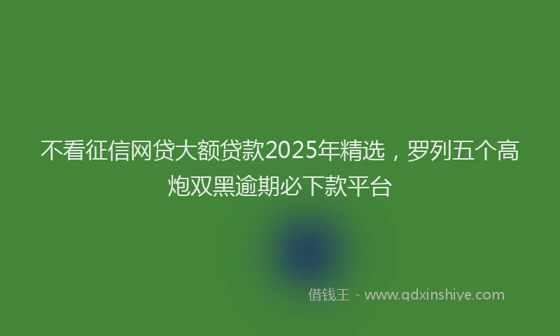 不看征信网贷大额贷款2025年精选,罗列五个高炮双黑逾期必下款平台