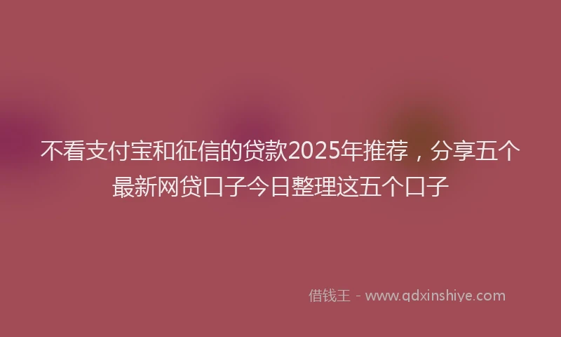 不看支付宝和征信的贷款2025年推荐，分享五个最新网贷口子今日整理这五个口子