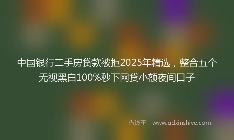 中国银行二手房贷款被拒2025年精选，整合五个无视黑白100%秒下网贷小额夜间口子