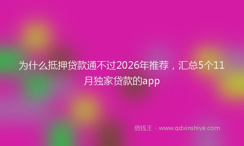 为什么抵押贷款通不过2026年推荐,汇总5个11月独家贷款的app