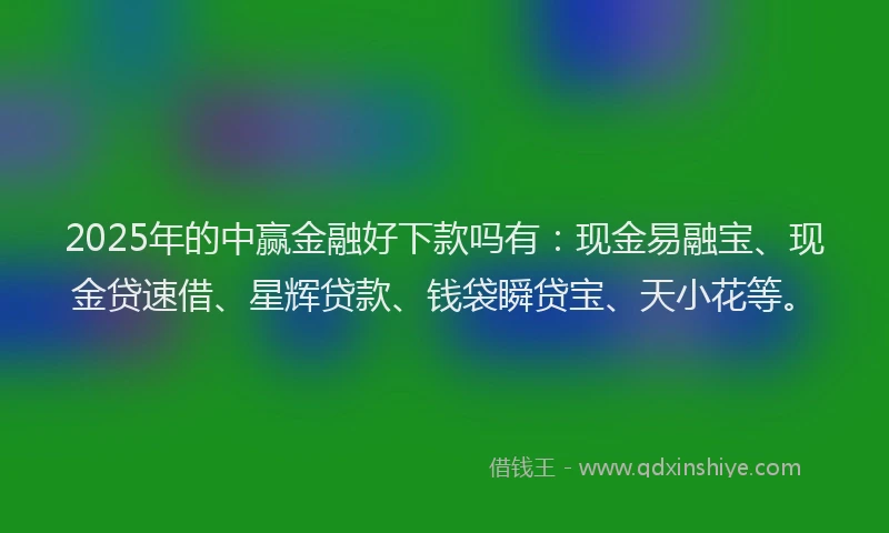 2025年的中赢金融好下款吗有：现金易融宝、现金贷速借、星辉贷款、钱袋瞬贷宝、天小花等。