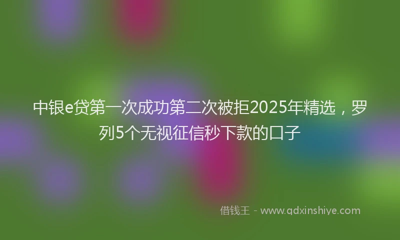 中银e贷第一次成功第二次被拒2025年精选，罗列5个无视征信秒下款的口子