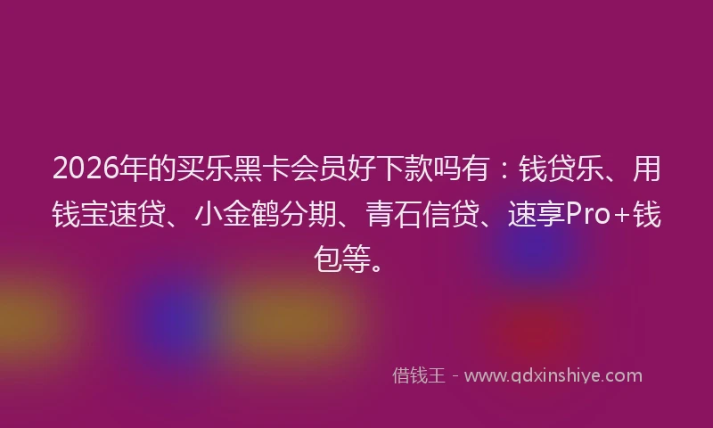 2026年的买乐黑卡会员好下款吗有：钱贷乐、用钱宝速贷、小金鹤分期、青石信贷、速享Pro+钱包等。
