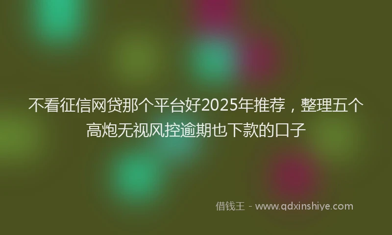 不看征信网贷那个平台好2025年推荐，整理五个高炮无视风控逾期也下款的口子