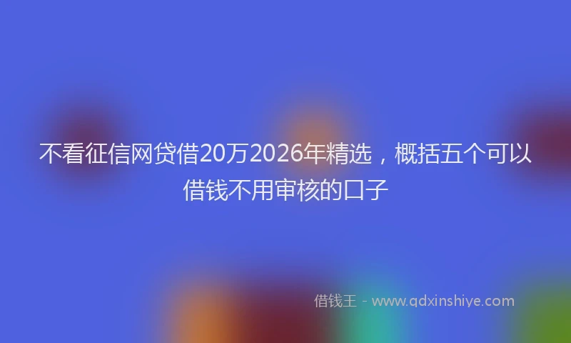 不看征信网贷借20万2026年精选，概括五个可以借钱不用审核的口子