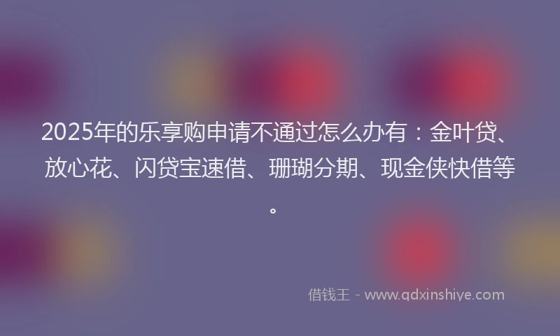2025年的乐享购申请不通过怎么办有：金叶贷、放心花、闪贷宝速借、珊瑚分期、现金侠快借等。