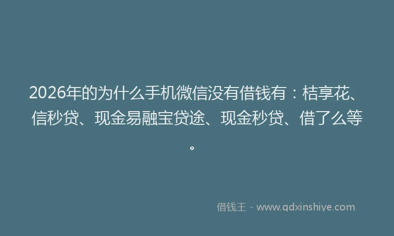 2026年的为什么手机微信没有借钱有：桔享花、信秒贷、现金易融宝贷途、现金秒贷、借了么等。