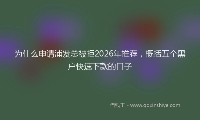 为什么申请浦发总被拒2026年推荐,概括五个黑户快速下款的口子