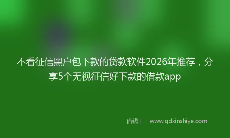 不看征信黑户包下款的贷款软件2026年推荐，分享5个无视征信好下款的借款app