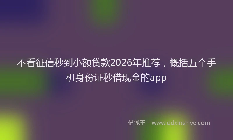 不看征信秒到小额贷款2026年推荐，概括五个手机身份证秒借现金的app