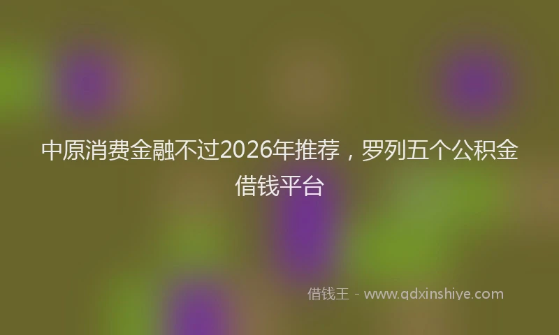 中原消费金融不过2026年推荐，罗列五个公积金借钱平台