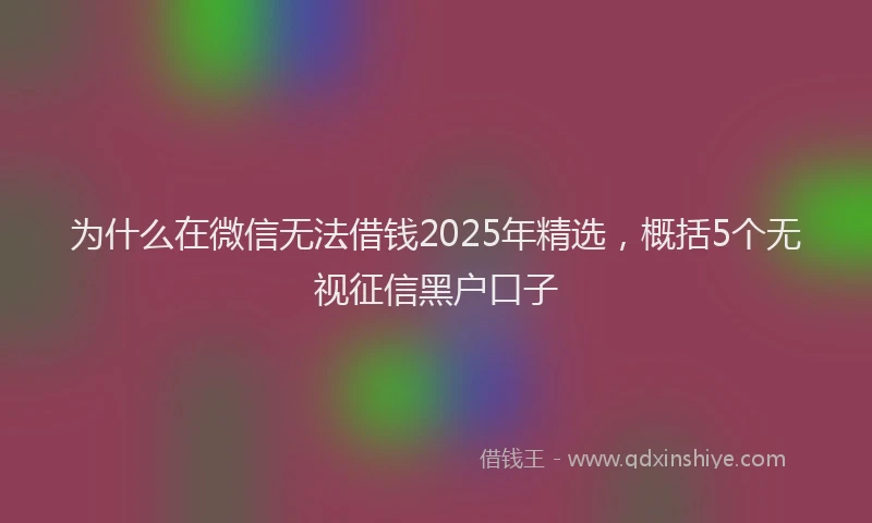 为什么在微信无法借钱2025年精选，概括5个无视征信黑户口子