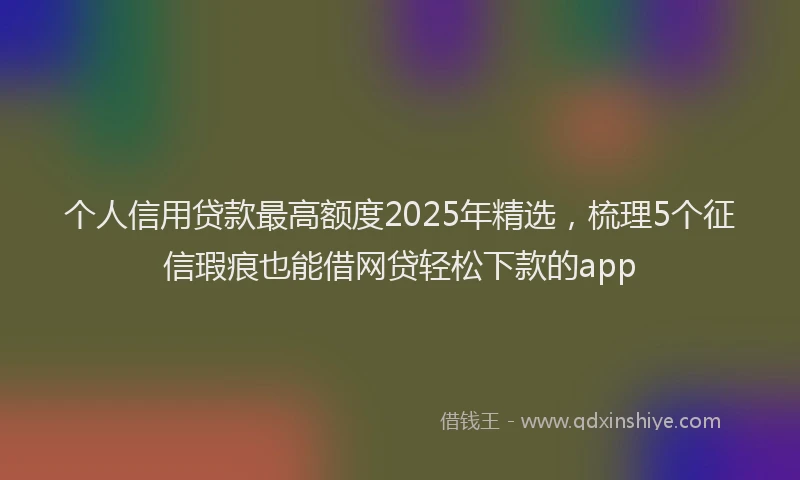 个人信用贷款最高额度2025年精选，梳理5个征信瑕疵也能借网贷轻松下款的app