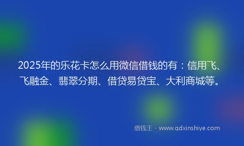 2025年的乐花卡怎么用微信借钱的有：信用飞、飞融金、翡翠分期、借贷易贷宝、大利商城等。