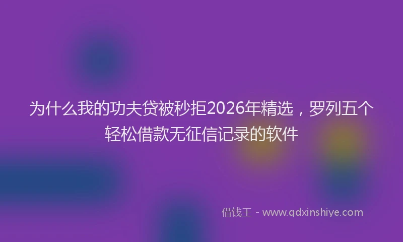 为什么我的功夫贷被秒拒2026年精选，罗列五个轻松借款无征信记录的软件
