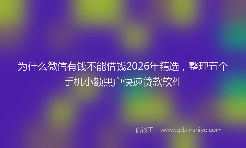 为什么微信有钱不能借钱2026年精选，整理五个手机小额黑户快速贷款软件