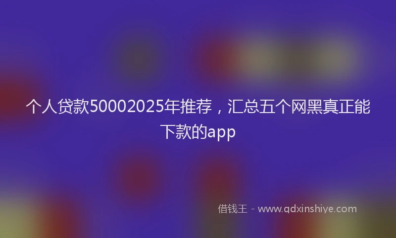 个人贷款50002025年推荐，汇总五个网黑真正能下款的app