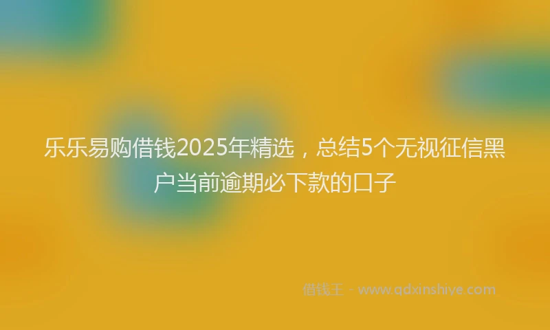 乐乐易购借钱2025年精选，总结5个无视征信黑户当前逾期必下款的口子