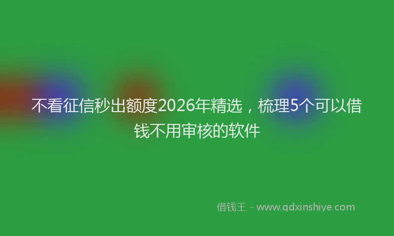 不看征信秒出额度2026年精选,梳理5个可以借钱不用审核的软件