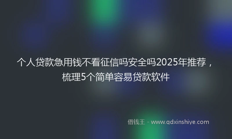 个人贷款急用钱不看征信吗安全吗2025年推荐，梳理5个简单容易贷款软件