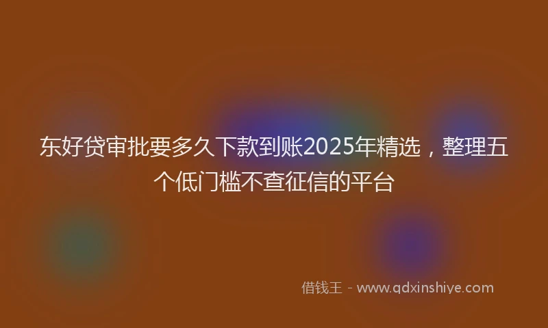 东好贷审批要多久下款到账2025年精选，整理五个低门槛不查征信的平台