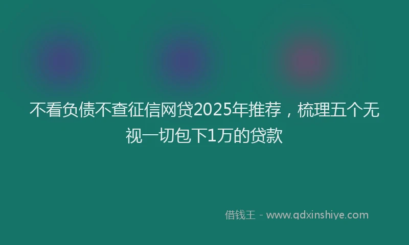 不看负债不查征信网贷2025年推荐，梳理五个无视一切包下1万的贷款
