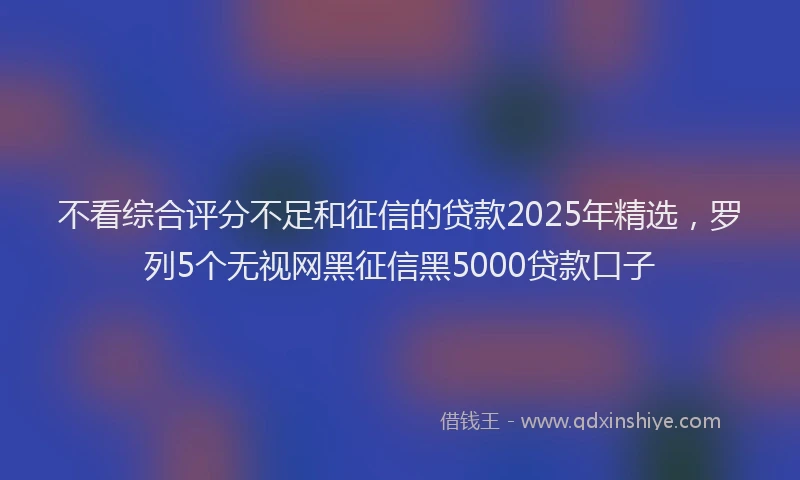 不看综合评分不足和征信的贷款2025年精选，罗列5个无视网黑征信黑5000贷款口子