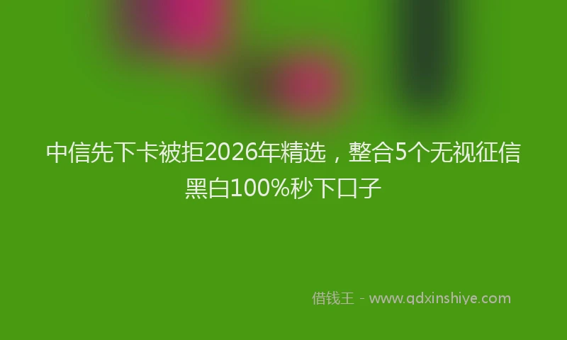 中信先下卡被拒2026年精选，整合5个无视征信黑白100%秒下口子