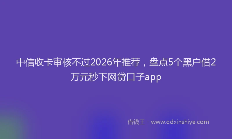 中信收卡审核不过2026年推荐，盘点5个黑户借2万元秒下网贷口子app