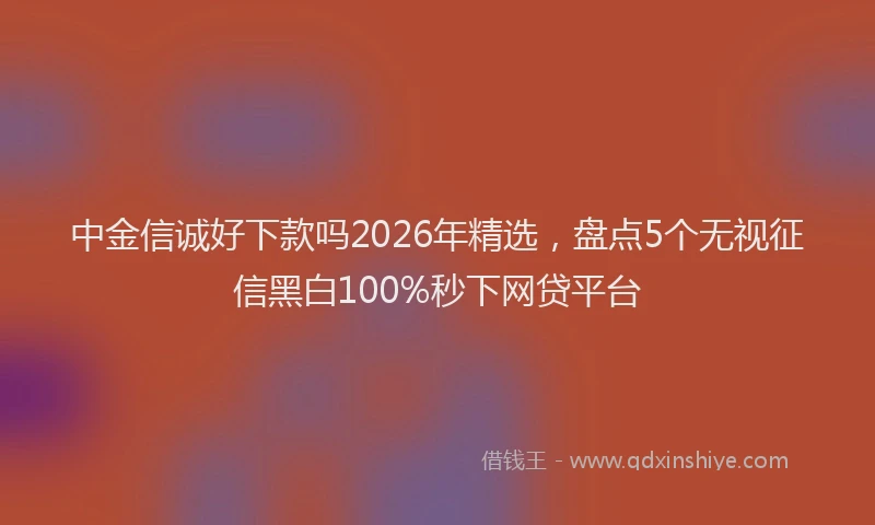 中金信诚好下款吗2026年精选，盘点5个无视征信黑白100%秒下网贷平台