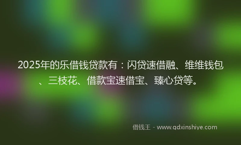 2025年的乐借钱贷款有：闪贷速借融、维维钱包、三枝花、借款宝速借宝、臻心贷等。