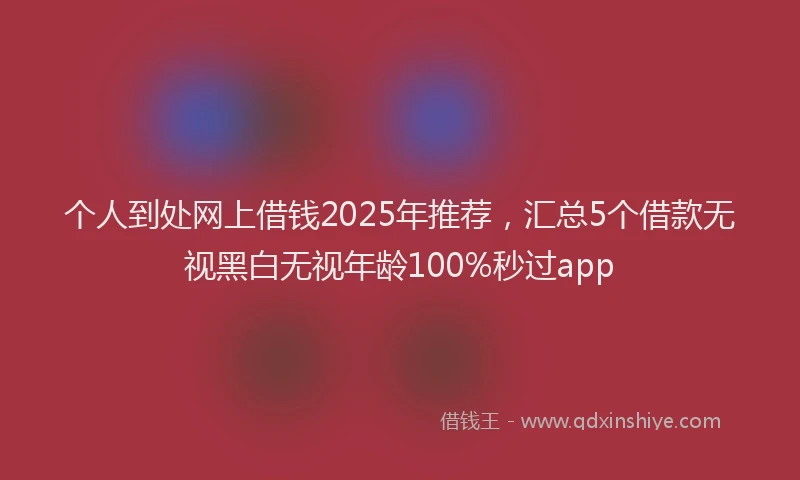 个人到处网上借钱2025年推荐，汇总5个借款无视黑白无视年龄100%秒过app