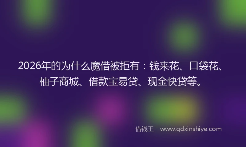2026年的为什么魔借被拒有:钱来花、口袋花、柚子商城、借款宝易贷、现金快贷等。