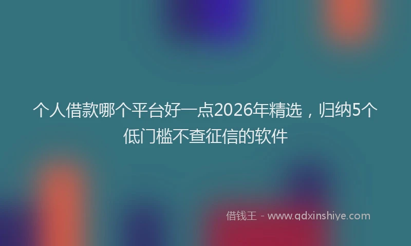个人借款哪个平台好一点2026年精选，归纳5个低门槛不查征信的软件