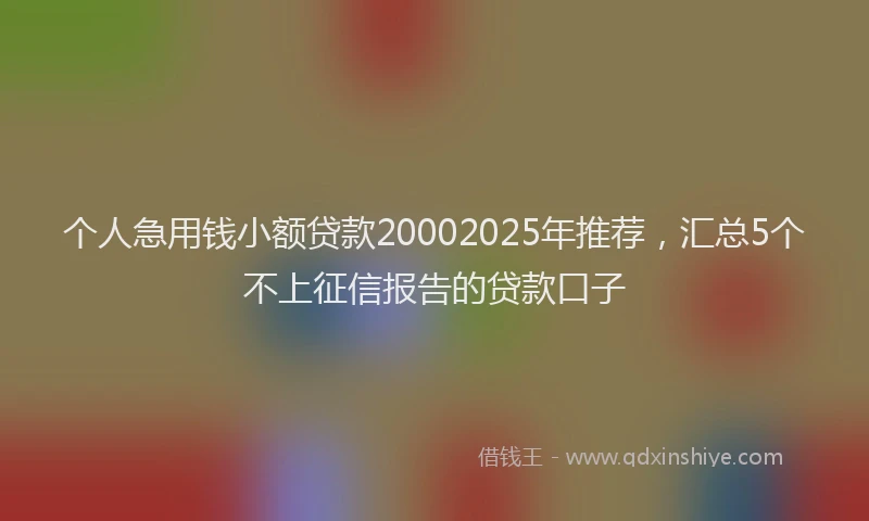 个人急用钱小额贷款20002025年推荐,汇总5个不上征信报告的贷款口子