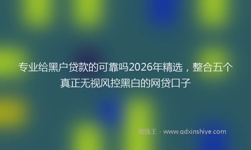 专业给黑户贷款的可靠吗2026年精选，整合五个真正无视风控黑白的网贷口子