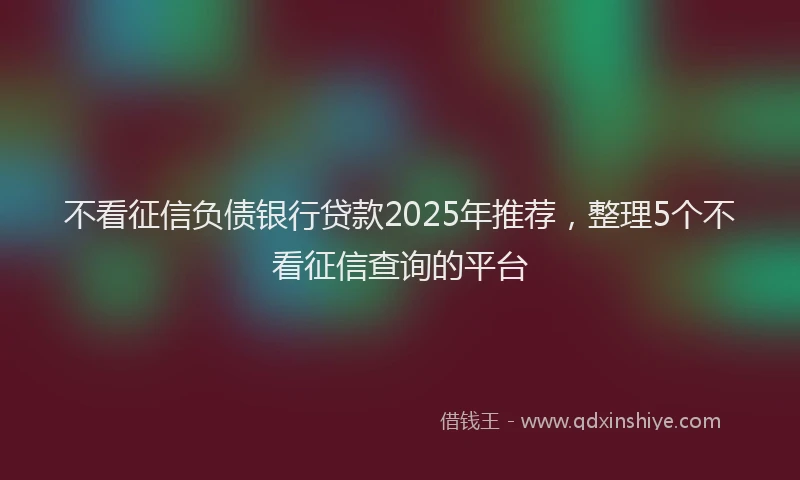 不看征信负债银行贷款2025年推荐，整理5个不看征信查询的平台