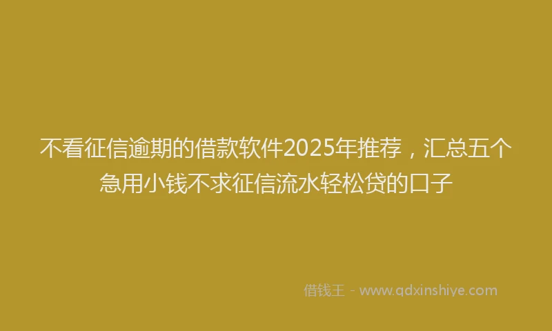 不看征信逾期的借款软件2025年推荐，汇总五个急用小钱不求征信流水轻松贷的口子