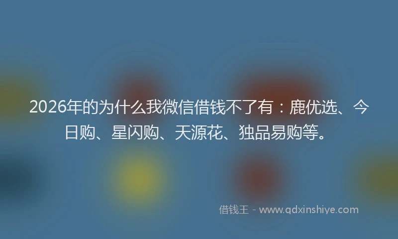 2026年的为什么我微信借钱不了有:鹿优选、今日购、星闪购、天源花、独品易购等。