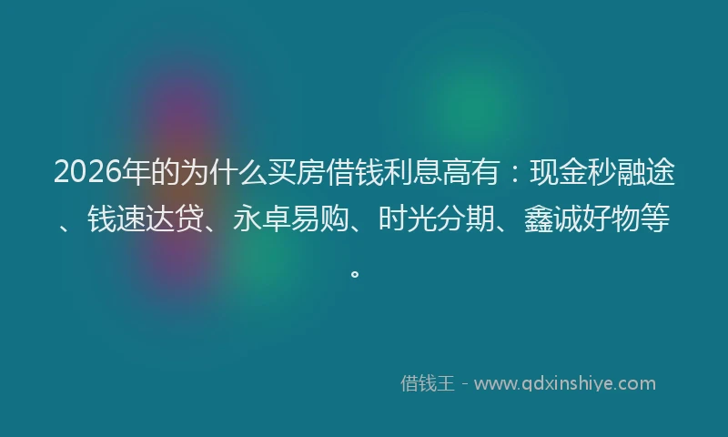 2026年的为什么买房借钱利息高有：现金秒融途、钱速达贷、永卓易购、时光分期、鑫诚好物等。