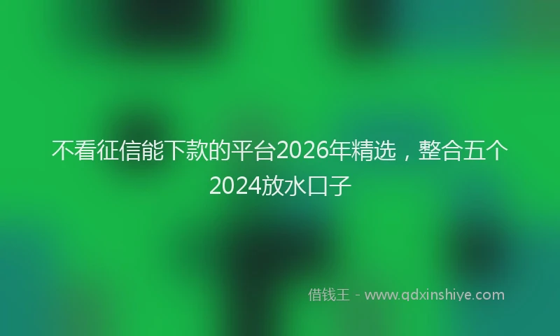 不看征信能下款的平台2026年精选，整合五个2024放水口子